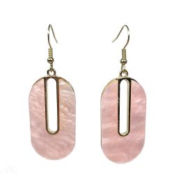 Oval Gold Light Pink Resin Acrylic Earrings