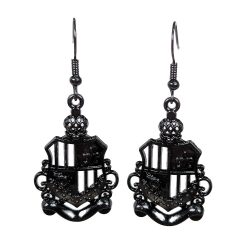 Black Hollow Shield Earrings