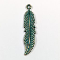 Antique Bronze Patina Curved Feather Pendant