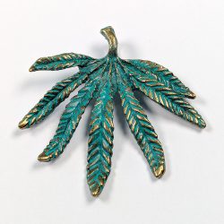 Large Hemp Leaf Antique Bronze Patina