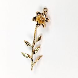 18K Real Gold Plated Lily Flower on Stem Charm