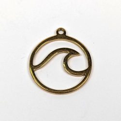 18K Real Gold Plated Stainless Steel Ocean Wave Hoop Charm