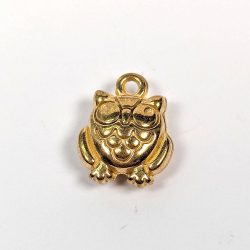 18k Real Gold Plated Stainless Steel 3D Cute Round Owl Charm
