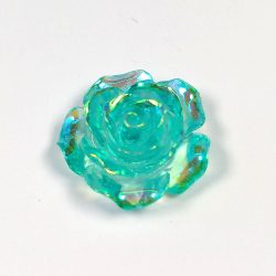 Transparent Shiny Rose Acrylic Green Resin Flower Cabochon