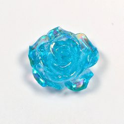 Transparent Shiny Rose Acrylic Blue Resin Flower Cabochon
