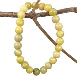 8mm Yellow Green Jade Gemstones Stretch Bracelet