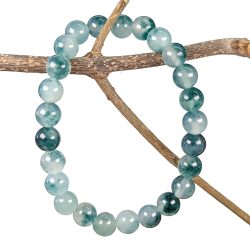 8mm White Green Jade Gemstones Stretch Bracelet