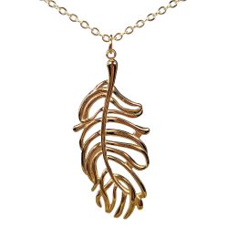 18K Real Gold Plated Stainless Steel Large Hollow Feather Necklace