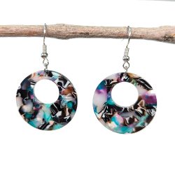 Colorful Multi-Color Hollow Round Acrylic Resin Earrings