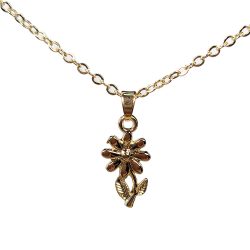 16K Real Gold Plated Flower and Stem Necklace