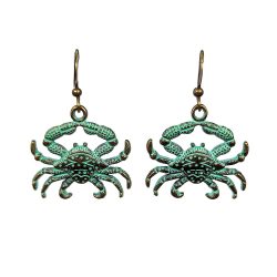 Antique Bronze Patina Crab Earrings