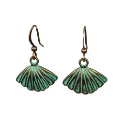 Antique Bronze Patina Scallop Shell Earrings