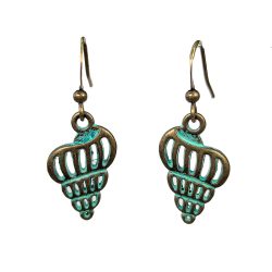 Antique Bronze Patina Hollow Tulip Shell Earrings