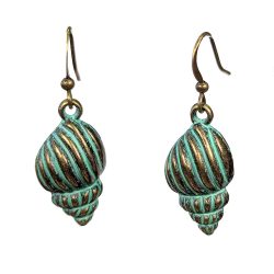 Antique Bronze Patina Tulip Shell Earrings