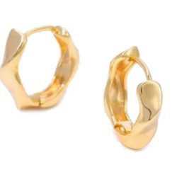 14K Real Gold Plated Twist Huggie Hoop Earrings