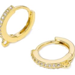 18K Real Gold Plated Huggie Hoop Rhinestones Earrings