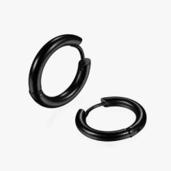 Black Stainless Steel Huggie Hoop Earrings