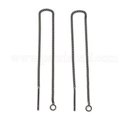 Black Stainless Steel Threader Tassel Rope Earrings