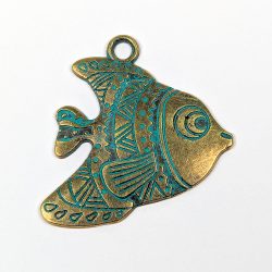 Antique Bronze Patina Large Angelfish Fish Charm