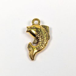 Antique Gold Jumping Carp Fish Charm