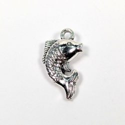 Antique Silver Jumping Carp Fish Charm