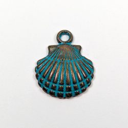Antique Bronze Patina Scallop Sea Shell Pendant