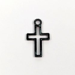 Black Hollow Cross Charm