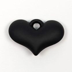 Black Acrylic Puffy Heart Pendant