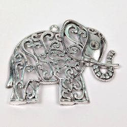 Large Hollow Elephant Pendant Antique Silver