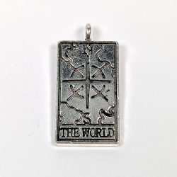 Antique Silver Tarot Cards The World Pendant