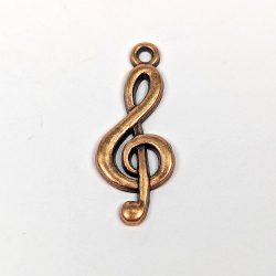 Musical Note Treble Clef Charm Antique Copper
