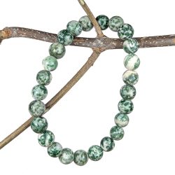 8mm Green White Jade Gemstones Stretch Bracelet