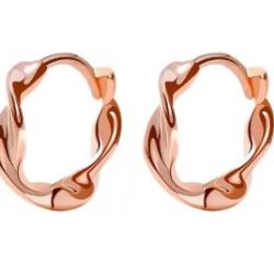 Real Rose Gold Plated Sterling Silver Huggie Hoop Twist Earrings