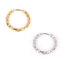 Gold Stainless Steel Huggie Hoop Twist Earrings