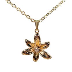 18K Real Gold Plated Flower Cubic Zirconia Necklace