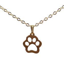 18K Real Gold Plated Stainless Steel Delicate Dog Hollow Paw Necklace
