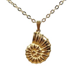 18k Real Gold Plated Stainless Steel Shark Eye Shell Necklace