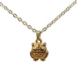 18k Real Gold Plated Stainless Steel 3D Cute Round Owl Necklace