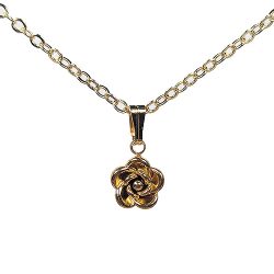 18K Real Gold Plated Stainless Cupped Petals Flower Necklace