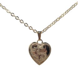 18k Real Gold Plated Stainless Steel Engraved Heart Necklace