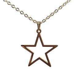 18k Real Gold Plated Stainless Steel Large Hollow Star Necklace