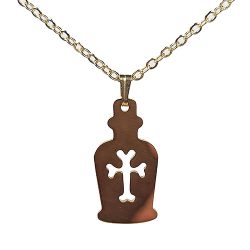 18k Real Gold Plated Stainless Steel Cross Holy Water Necklace
