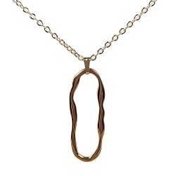 18K Real Gold Plated Stainless Steel Irregular Oval Connector Necklace