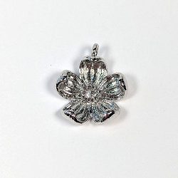 Real Platinum Plated Decorative Buttercup Silver Flower Charm