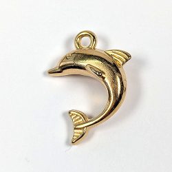 Stainless Steel Gold Jumping Dolphin Charm