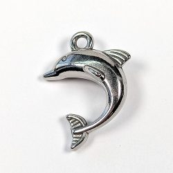 Stainless Steel Silver Jumping Dolphin Charm