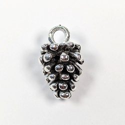 Detailed 3D Pine Cone Pendant Antique Silver