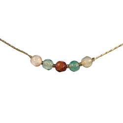 Real Platinum Plated Dainty Mixed Agate Gemstones Necklace