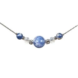 Real Platinum Plated Clear Crystals Gemstones Boston Link Necklaces