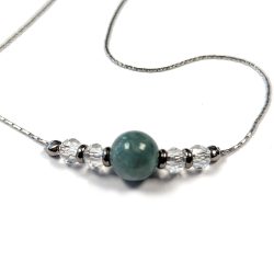 Clear Crystals and Gemstone Boston Link Bracelet